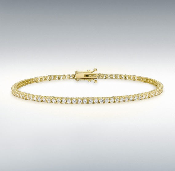 9ct Yellow Gold 7.5 Inch Diamond Infinity Link Bracelet